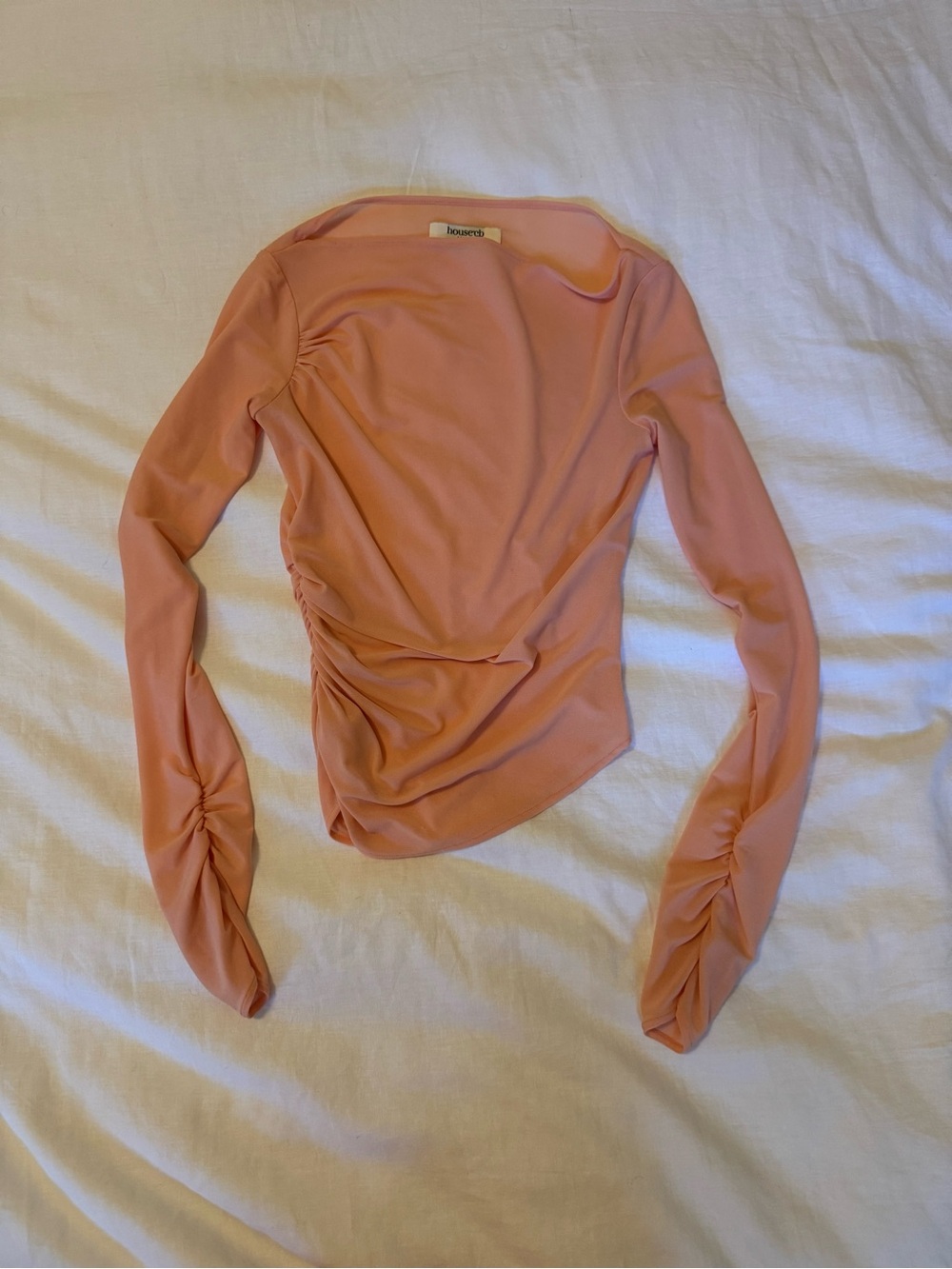 House of CB Peach Ruched Long-Sleeve Top